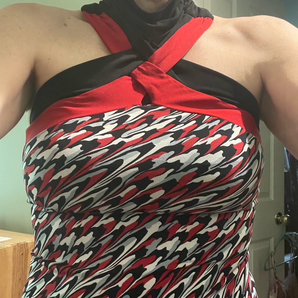 *2 for $15* Red and Black and White Halter Top